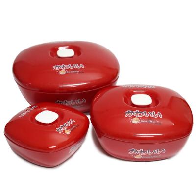 China Sustainable High Quality Eco-Friendly 3PCS Set With Lids Japanese Style Plastic Food Container Bowl Tableware Set Square Bowl for sale