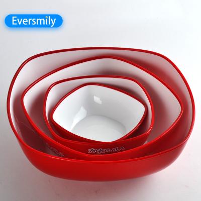 China High Quality Sustainable Eco-friendly 4pcs Set Food Container Plastic Bowl For Dinnerware Set Square Bowl for sale