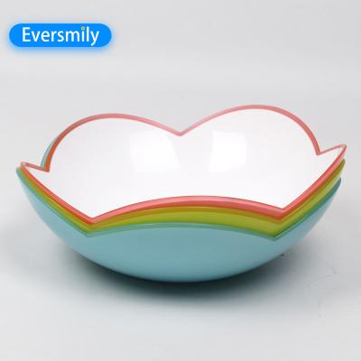 China Flower Viable Unique Design BPA Free Large Plastic Fruit Salad Mixing Bowl for sale