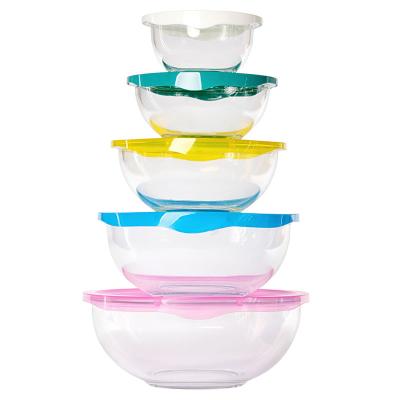 China Sustainable Glass Prep Bowls Large Salad Bowl With PP Lid For Kitchen Cooking Serving Mixing Bowl With Lid for sale