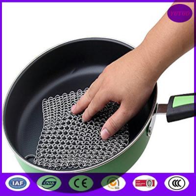 China best price for BNS7inch square Stainless Steel Chainmail scrubber made in china for sale