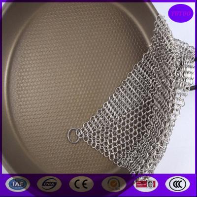 China 6X8 Inch Kitchen Pot Brush Cast Iron Stainless Steel Chainmail Scrubber Cleaner from china for sale