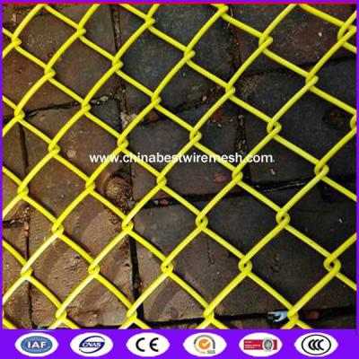 China Yellow color 100x100mm opening 5 ft tall chain link fence for sports field for sale