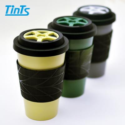 China Sustainable High Quality Food Grade Travel Coffee Mug With Silicone Lid & Sleeve & Silicone Cover for sale