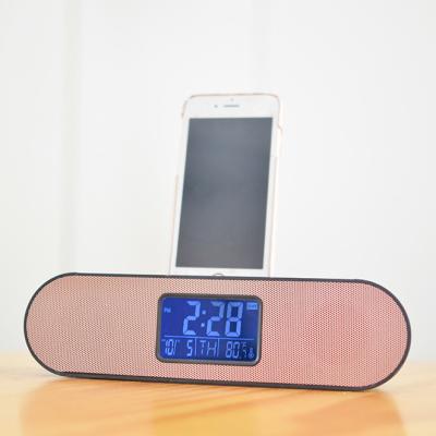 China Files Wireless Speaker For Audio With Digital Led Alarm Clock And Phone Tablet Holder for sale