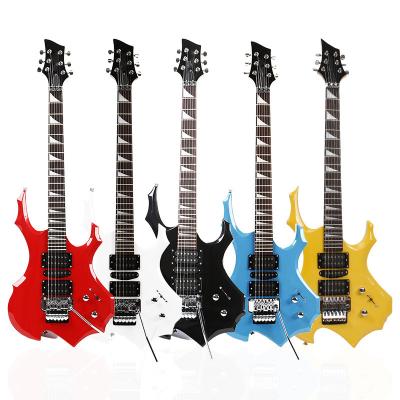 China Cutway GEG05 factory wholesale cheap flame electric guitars made in china profession double jerk guitarra electrica for sale