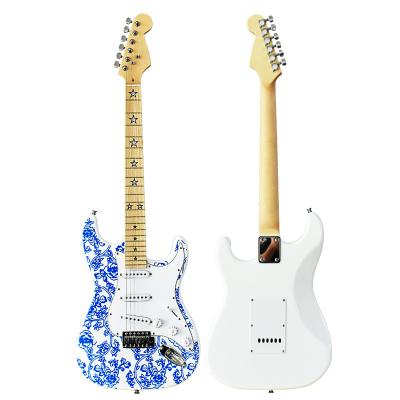 China GM011 Music Quality Guarantee Manufacturers White Decals Platane Wood Electric Guitar for sale