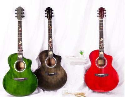 China Environment Friendly Fir Veneer Mahgany Folk Acoustic Musical Instrument GM008 Guitar for sale