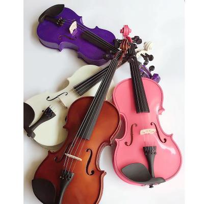 China Basswood GV003 Colored Beginner Adult Children Practicing Violin Black Red Blue White Purple Pink Violin for sale