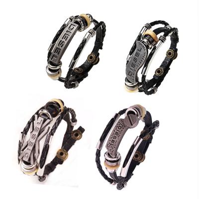 China Men's fashion snap 2021 black cool punk bracelet multilayer leather men TRENDY new button high quality jewelry Fashion current man he for sale