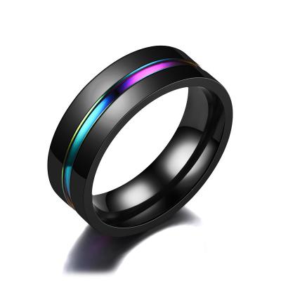 China 2022 Vintage Fashion Style Simple Stylish Stainless Steel Piece Colorful Ring Men Bossy The Ring for sale