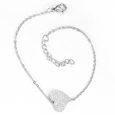 China CLASSIC Korean unisex frosted stainless roya accessories simple heart anklet chain for sale