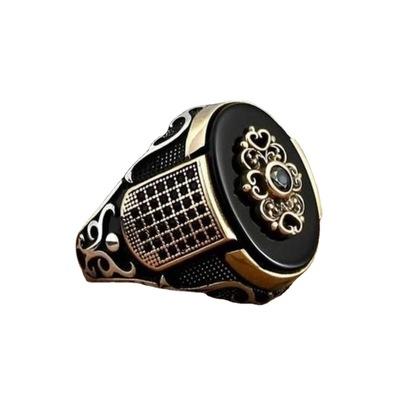 China Hot Selling High Quality Men's Ring Jewelry Black Onyx and Zircon Stone Men's Classic Men Ring for sale