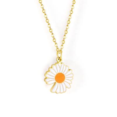 China Hot CLASSIC Korean Cool Chain Small Daisy Style Stainless Steel Flower Pastoral Collarbone Necklace For Girlfriend for sale