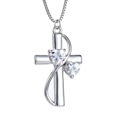 China Silver Plated Luxury Heart Environmental Friendly Christian Pendant Necklace from Ruigang Crystal Rhinestone Cross Cubic Zirconia for sale