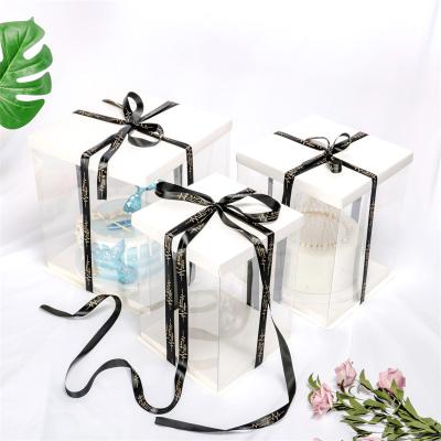 China Disposable Large Transparent Wedding Cake Box Cake Packing Case Design Wedding Clear Hot Cake Boxes for sale