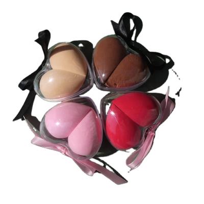 China Cosmetic Powder Puff Blender Use 2pcs Wet & Dry Heart Shaped Beauty Sponge Free Water Puffs Face Makeup Sponge for sale