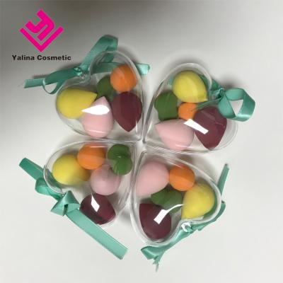 China Wholesale Mini Beauty Blend Mix Color Water Heart Shaped Microfiber Beakey 5 Pcs Makeup Sponge Set for sale