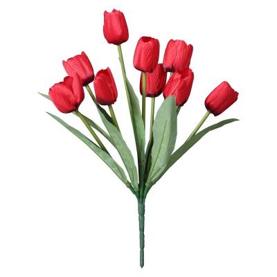 China Beautiful Colorful Artificial Tulip Flowers Home Ministry Wedding Party Festival Decor Dried Flower 9 Heads Bouquet for sale