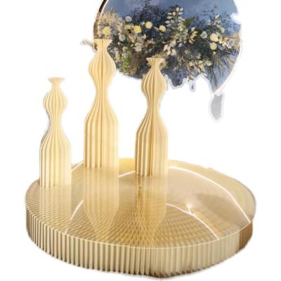 China 1 Set Dessert Table Party Foldable Paper Wedding Props Folding Cake Stands for Roma Foldable Dessert Table for sale