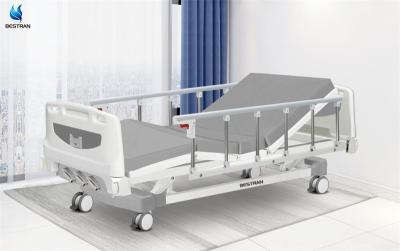 China Hospital Room Manual Patient Bed With Six Position Aluminum Alloy Side Rails Mattress for sale