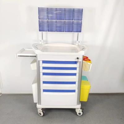 China Mobile ABS Anaesthetic Trolley Cart Hospital Workstation 5 Drawers With Dividers for sale