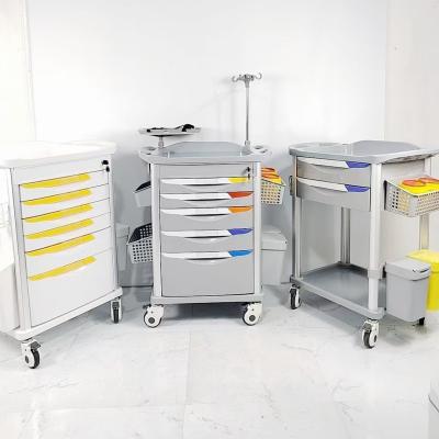 China Easy To Clean Medical Trolley With Central Locking 6 Drawers Hospital Drug Trolley for sale