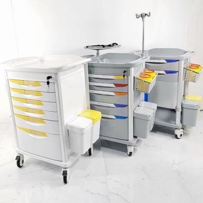 China 6 Drawers Pharmacy Medical Trolley Cart Plastic Abs Medication Carts For Hospitals for sale