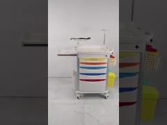 Centralized Locked Hospital Emergency Cart With Sliding Side Shelf Needle Disposal Holder