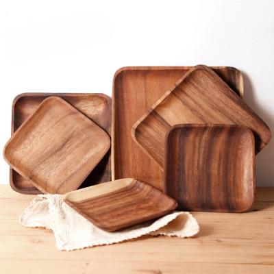 China Best Selling Charcuterie Pan Square Wood Charger Acacia Acacia Dinner Plates for sale