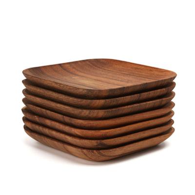 China Acacia wooden serving trays rectangular acacia wood tray for sale