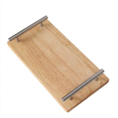 China Modern Handles Tray Rustic Torched Serving Tray Serving Rustic Wooden Metal Protective Insulation for sale