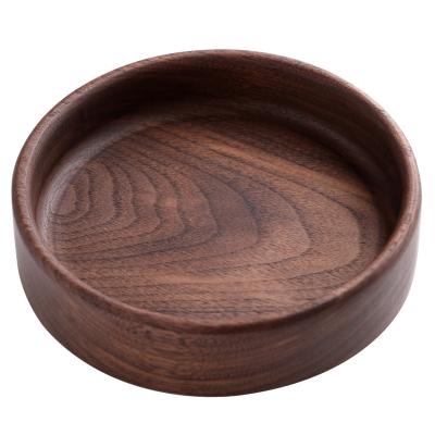 China Wholesale Black Walnut Walnut Round Kitchen Dinner Wooden Serving Tray For Drink And Cake for sale