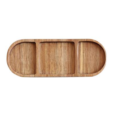 China Sustainable Wooden Tray Small Dinner Plates Food Snack Dessert Tea Dish Seasoning Sauce Dipping Dishes Dish for sale