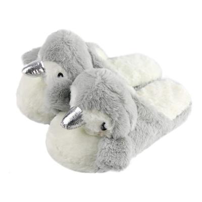 China Gray Cartoon Lovely Style Plush Home Slippers Fashion Trend Penguin Soft Comfortable Plush Slippers for sale