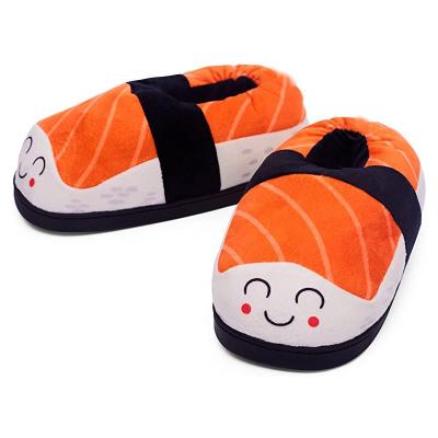 China Fashion Trend Sushi Smiley Design Funky Plush Slippers Personalized Cartoon Plush Slippers for sale