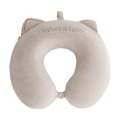 China Therapy OEM White U Shaped Travel Pillows Lovely Cartoon Soft U Head Support Pillow for sale