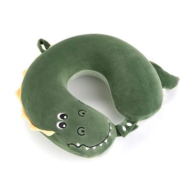 China Dark Green Comfortable Therapy Alligator Neck Relax Support U Shape Travel Neck Pillow For Kids for sale