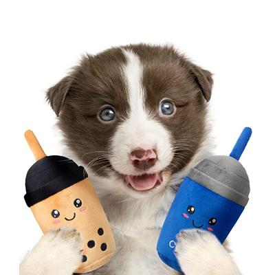 China Sustainable Boba Plush Toy For Foodie Puppy Stuffed Dog Plush Toys Dog Chew Toys Pet for sale