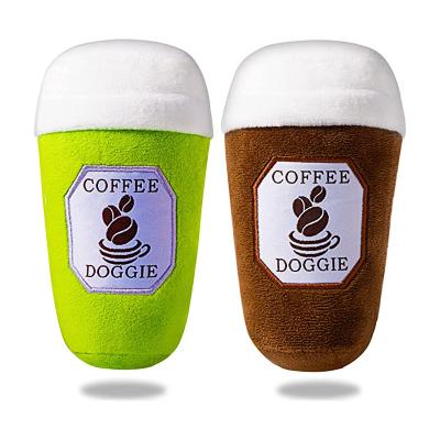 China Durable Coffee Cup Pet Stuffed Toys Dog Wholesale Durable Stuffed Plush Dog Toys Chew Toys Pet Squeaky for sale