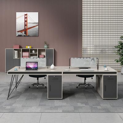 China New industrial simple modern personal furniture workstation financial table design office desk and double chair combination style staff for sale