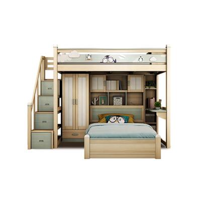 China Multifunctional Kids Furniture Bedroom Furniture Bunk Bed Space Saving Children High Bunk Bed With Wardrobe for sale