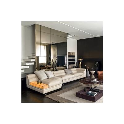 China New Design Italian Light Nubuck Leather Luxury Genuine Leather Sofa For Villa for sale