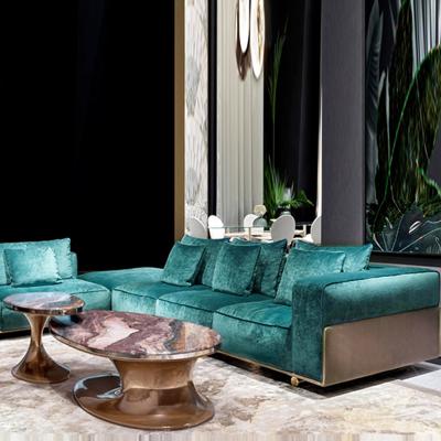 China Modern Design Nordic Light Luxury French L-shaped Multi-person Sofa Combined Leather Fabric Combined Sofa Living Room Home Furniture Set for sale