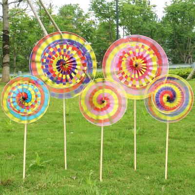 China Outdoor Toy Traditional Vintage Beijing Colourful Double Wooden Pole Windmill Children's Toys Park Decorations for sale