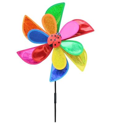 China Outdoor Toy New rotating plastic double-layer curved edge sequins colourful windmill outdoor garden decoration children's toys wholesale for sale