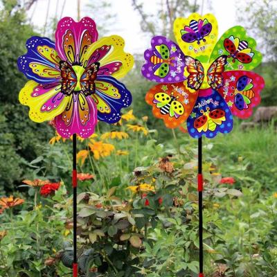 China Outdoor Toy Children's toys handheld windmill kindergarten outdoor decoration flowers butterfly colourful plastic windmill wholesale for sale