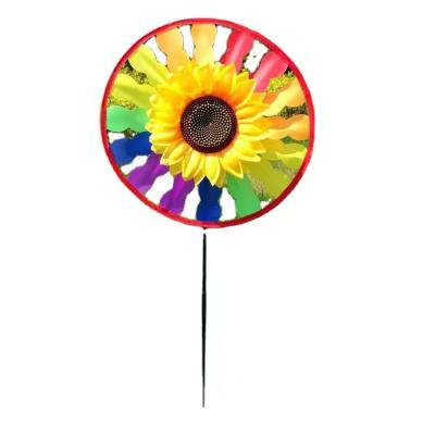 China Outdoor Toy Hot sale rotating disc sunflower windmill colourful children fabric toys outdoor garden decoration wholesale for sale