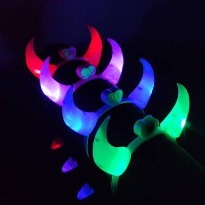 China Cosplay Light Up Devil Horn Headband LED Halloween Devil Glow Horns Headband Halloween Event Supplies Party Favors for sale