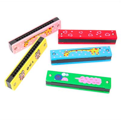 China Wood Cute Kids Harmonica Musical Instrument Mouth Organ 16 Holes Harmonica Musical Educational for sale